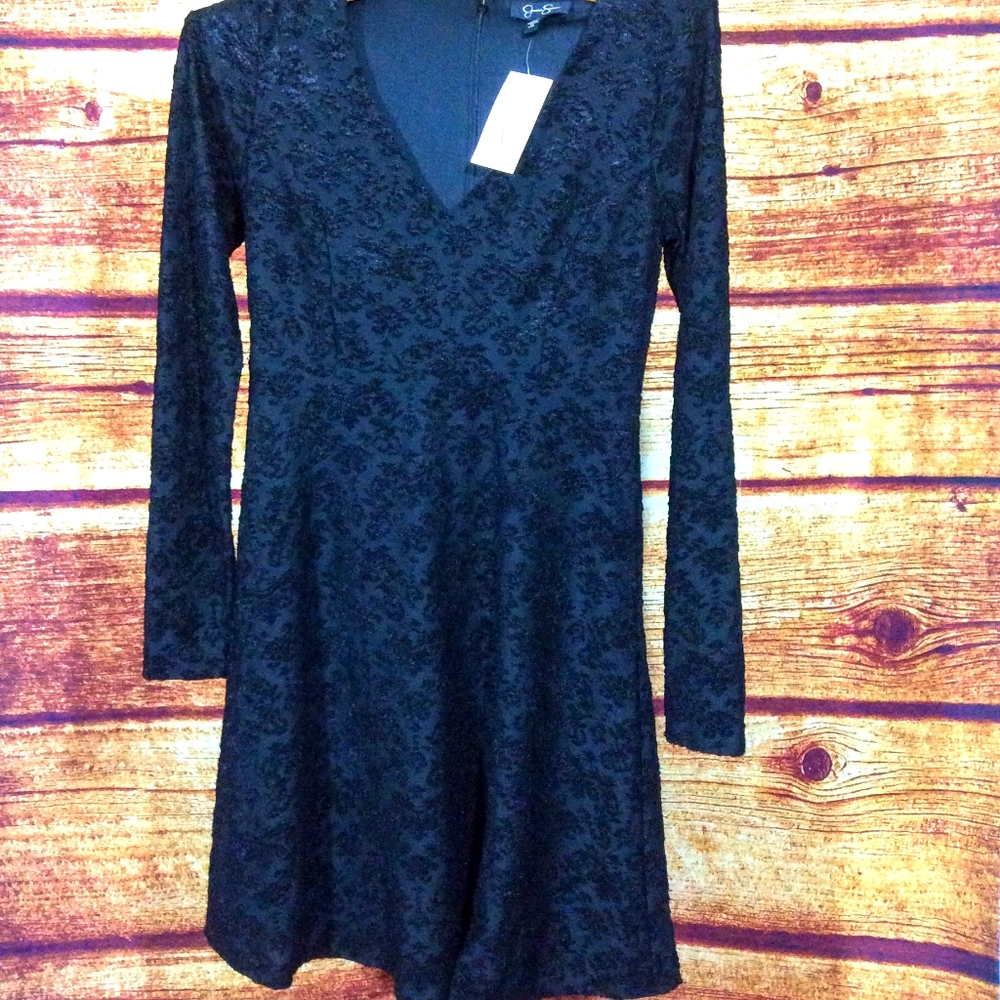 Jessica Simpson brocade-style velvet fit & flair